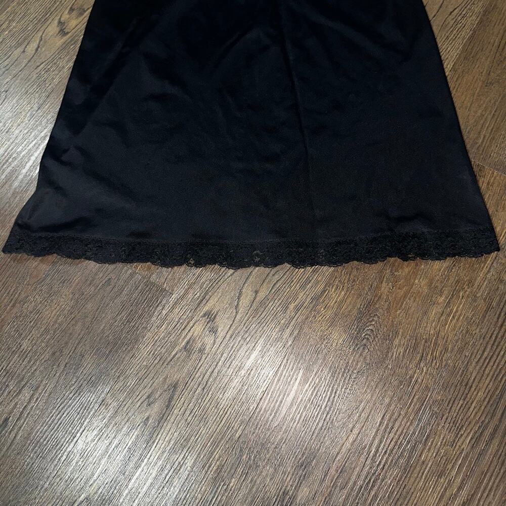 Vtg VAN ROALTE Full Slip Black Cream Lace Nylon 36 - Picture 3 of 7